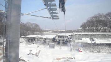 Sightseeing tour by cable car over the river in Moscow, view from the cabin video