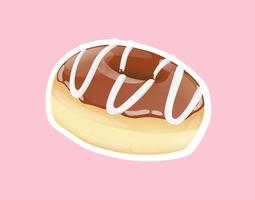 delicious donut with cream and chocolate vector