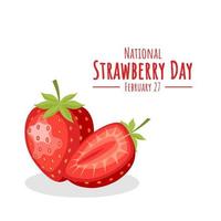 Vector illustration, Strawberry red summer fruit, isolated on white background. Natural organic dessert, sweet, fresh, as national strawberry day banner.