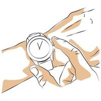 boceto de un hombre mirando un reloj vector