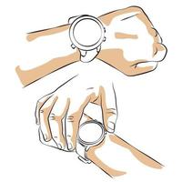 sketch of a man looking at a watch vector