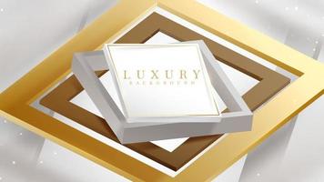 Luxury background. 3d white square with gold line element and glitter light with blurred effect decoration. vector