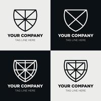 Shield logo icon template collection set design, generic line style vector