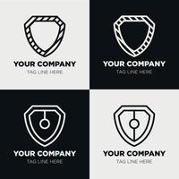 Shield logo icon template collection set design, generic line style vector