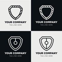 Shield logo icon template collection set design, generic line style vector