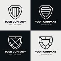 Shield logo icon template collection set design, generic line style vector