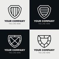 Shield logo icon template collection set design, generic line style vector