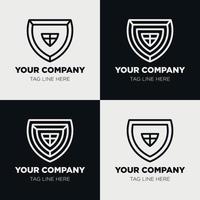 Shield logo icon template collection set design, generic line style vector