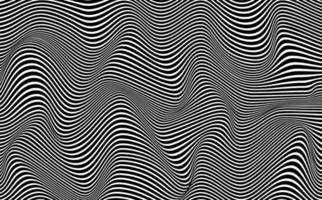 Psychedelic lines. Abstract pattern. Texture with wavy, curves stripes. Optical art background. Wave black and white design, Vector illustration hypnotic template