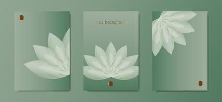 Lotus Banner Set Template, green Flower of Life cards. Sacred Geometry. Symbol of Harmony and Balance. Sign of purity. Chakra Yoga design vector isolated on old green background