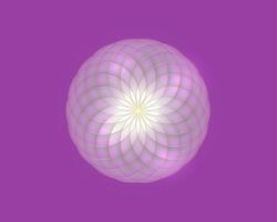 Pink Lotus, Flower of Life. Sacred Geometry. Mandala Symbol of Harmony and Balance. Sign of purity. Shiny Flower logo design vector isolated on purple background