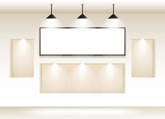 empty gallery interior with frame on wall for product sales by vector design