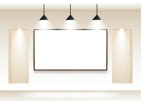 gallery interior with empty frame on wall by vector design