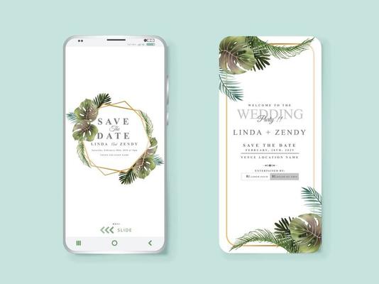 Social media Hawaiian wedding invitation template