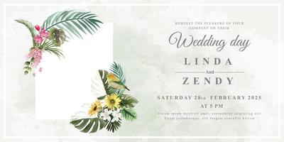 Exotic Hawaiian wedding invitations card template vector