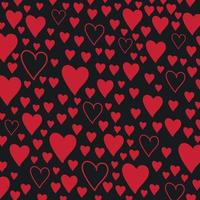 Simple hearts pattern. Valentines day. Flat design endless chaotic texture tiny heart silhouettes. Shades of red. hearts at black background vector
