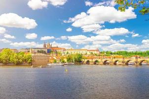 View of Prague old town, historical center with Prague Castle, St. Vitus Cathedral in Hradcany district photo