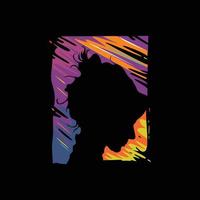 Silhouette of girl inside canvas with full color vector