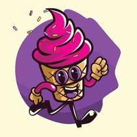 los personajes de dibujos animados de helados están corriendo vector