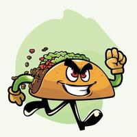 los personajes de dibujos animados de tacos están corriendo vector