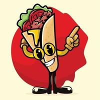 Kebab cartoon character standing with hands raised vector