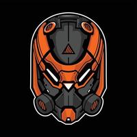 Orange robot head vector cartoon icon