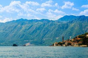 View of Boka Kotor bay with Perast town, Montenegro photo