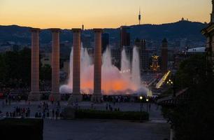 Evening view of Magic Fountain Montjuic, Barcelona, Catalonia, Spain photo