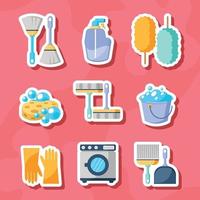 Spring Cleaning Element Sticker Collection vector