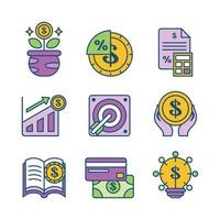 colección de iconos de educación financiera vector