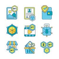 colección de iconos de tecnología nft vector