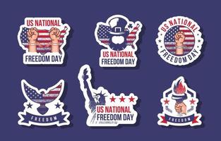 US National Freedom Day Sticker Collection vector