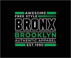 Gráficos de camiseta de vector de tipografía de bronx para imprimir