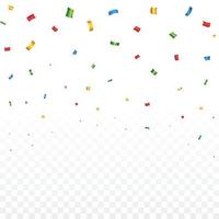 Confetti vector for festival or anniversary. Colorful confetti and tinsel falling illustration on a transparent background. Event and party celebration. Multicolor confetti element vector.