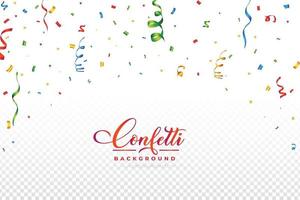 Confetti vector elements for festival background. Confetti falling illustration on a transparent background. Colorful confetti and party tinsel vector. Event and party celebration element.