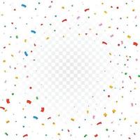 Confetti vector explosion for the carnival background. Multicolor party tinsel and confetti element. Colorful confetti isolated on transparent background. Festival elements. Birthday party celebration