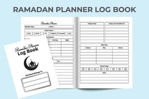 Ramadan planner log book interior. Interior of a notebook. Ramadan meal planner and activity tracker template journal. Ramadan activity and fasting experience tracker logbook interior. vector