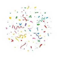 Realistic multicolor confetti vector illustration. Festival confetti and tinsel explosion background. Colorful confetti isolated on white background. Carnival elements. Birthday celebration.