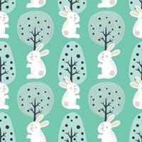 cute easter seamless bunny and big tree vector