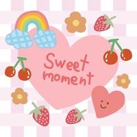 cute stuffs on sweet art background vector