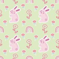 cute bunny cartoon easter day seamless design vector