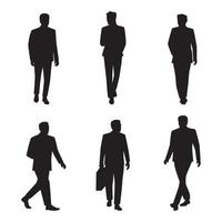 Business Man Walking Silhouette Collection vector