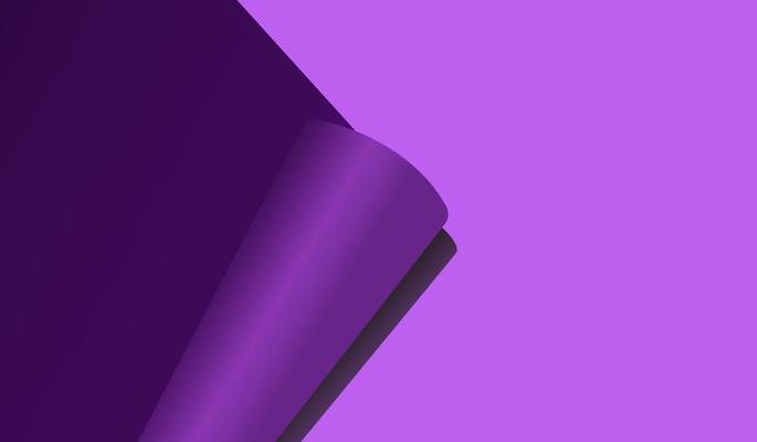 Illustration of rolled paper. Purple abstract background. Elegant vector design.