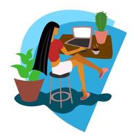 Woman at the laptop vector