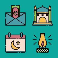 conjunto de iconos de Ramadán para su presentación, diseño web, diseño de aplicaciones. vector