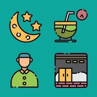 conjunto de iconos de Ramadán para su presentación, diseño web, diseño de aplicaciones. vector