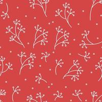 Seamless pattern with a dill plant on a red background. vector