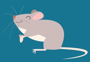 Vector illustration of cute gray mouse in a flat style