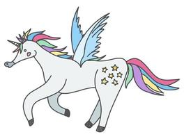 winged horse unicorn flying on a white background vector