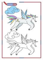 coloring book flying horse unicorn pattern. stock vector image